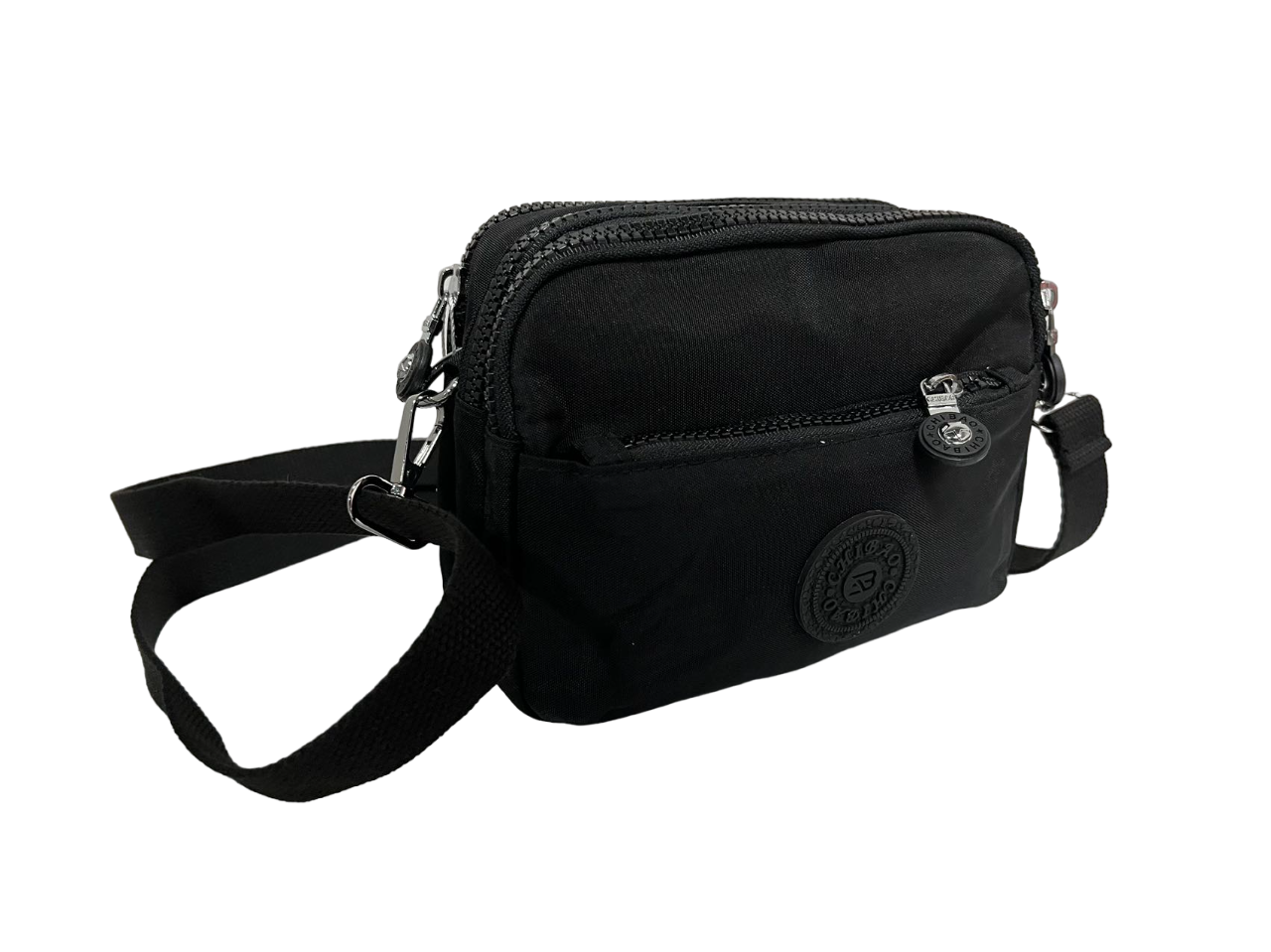 GESSY NYLON SMALL ZIP-LOCK CROSSBODY BAG IN BLACK