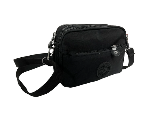 GESSY NYLON SMALL ZIP-LOCK CROSSBODY BAG IN BLACK