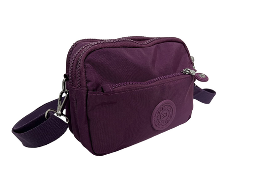 GESSY NYLON SMALL ZIP-LOCK CROSSBODY BAG IN PURPLE