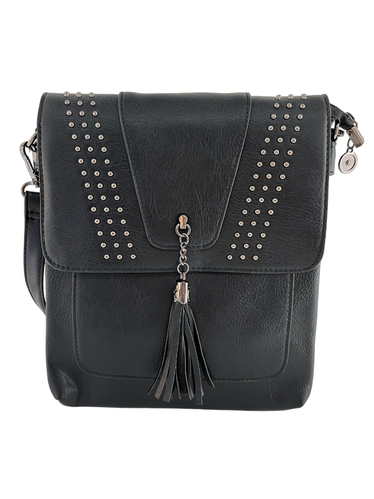 GESSY FLAP HANDBAG WITH TASSEL IN BLACK