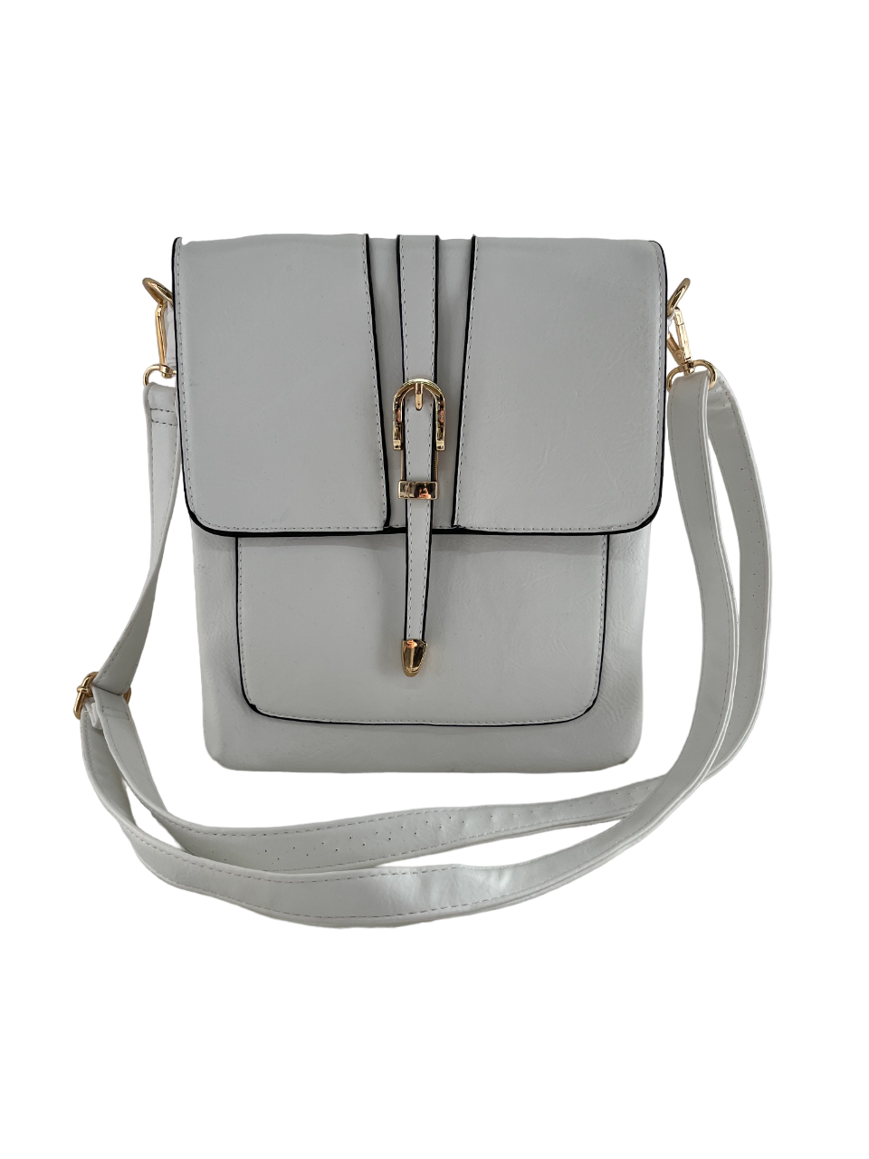 GESSY METAL DETAIL SNAP CROSS BODY FLAP BAG IN WHITE