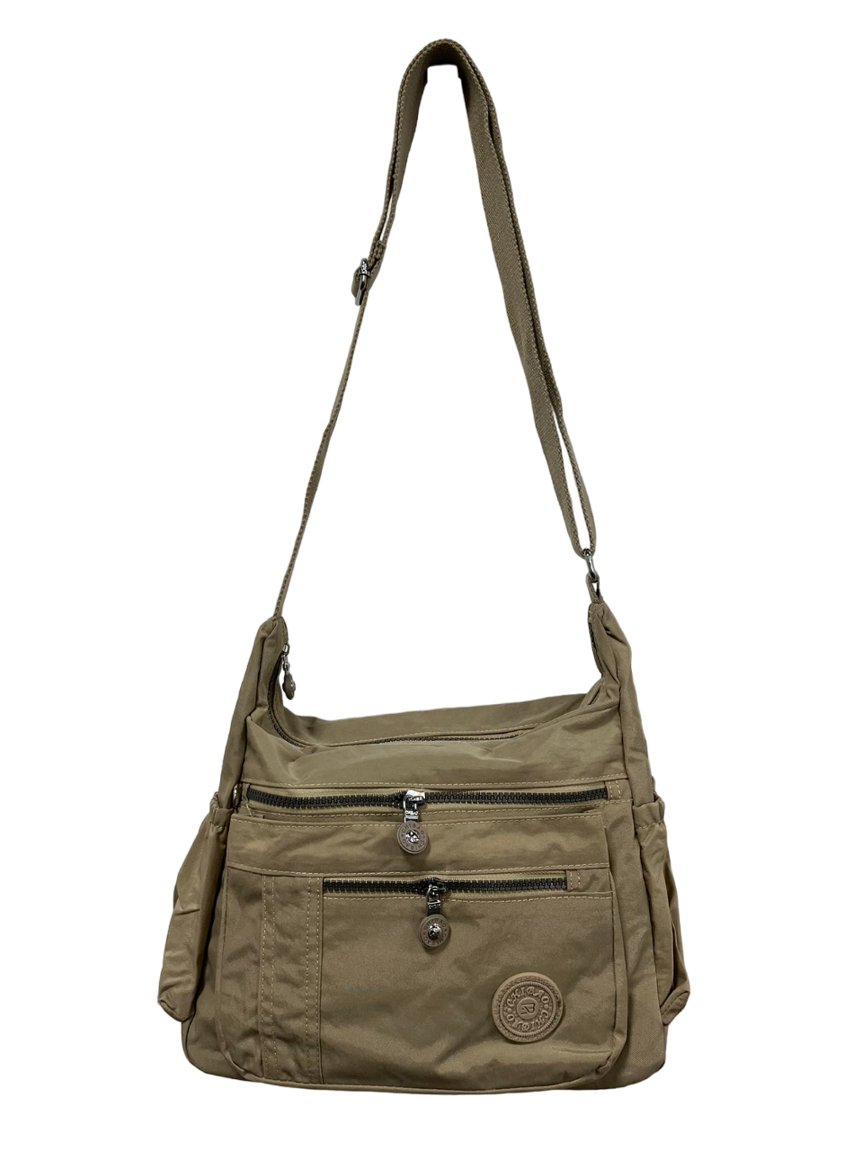 GESSY WATERPROOF UNISEX NYLON CROSSBODY BAG IN KHAKI