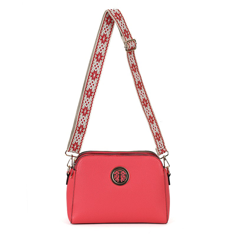 GESSY MULTI-LAYER CROSS BODY BAG WITH PATTERNED STRAP