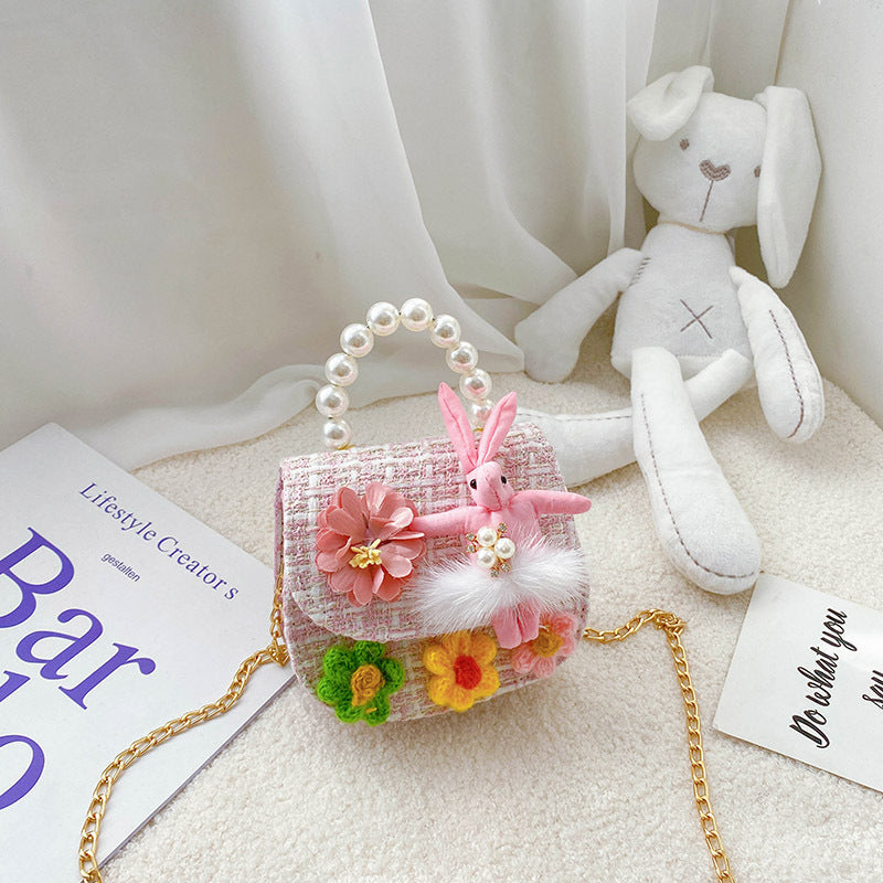 GESSY BUNNY AND CARROTS KID HANDBAGS WITH PEARL HANDLE