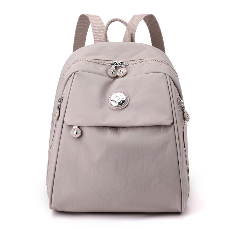 GESSY NYLON MULTI-LAYER WATERPROOF BACKPACK IN CHAMPAGNE