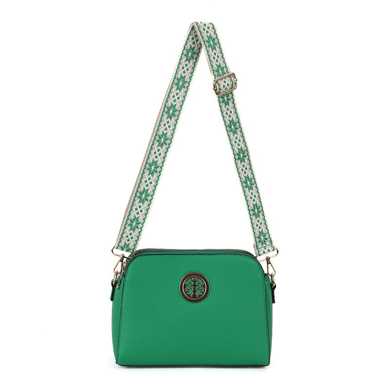 GESSY MULTI-LAYER CROSS BODY BAG WITH PATTERNED STRAP