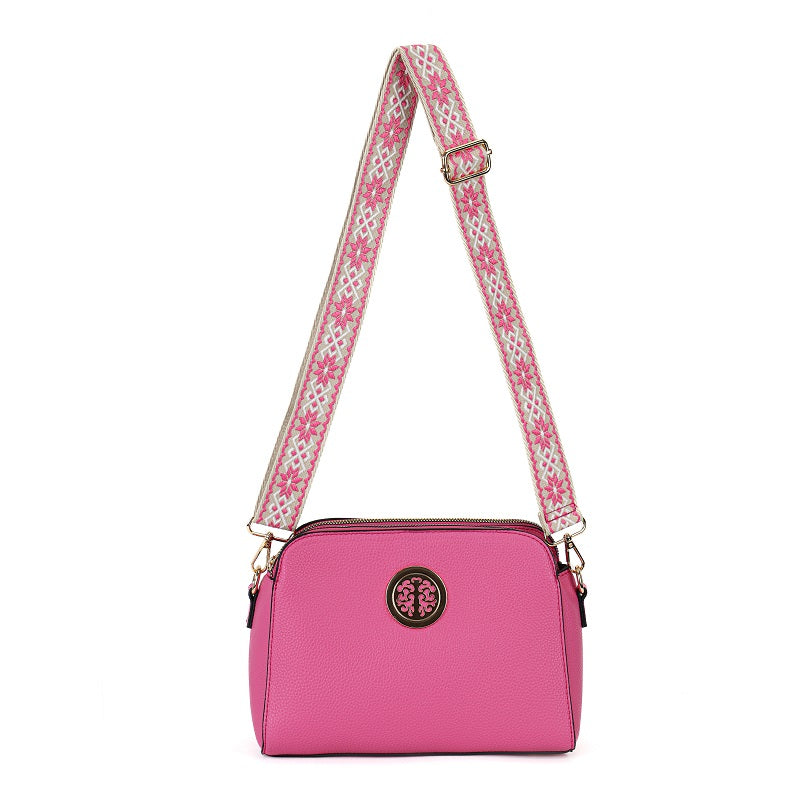 GESSY MULTI-LAYER CROSS BODY BAG WITH PATTERNED STRAP