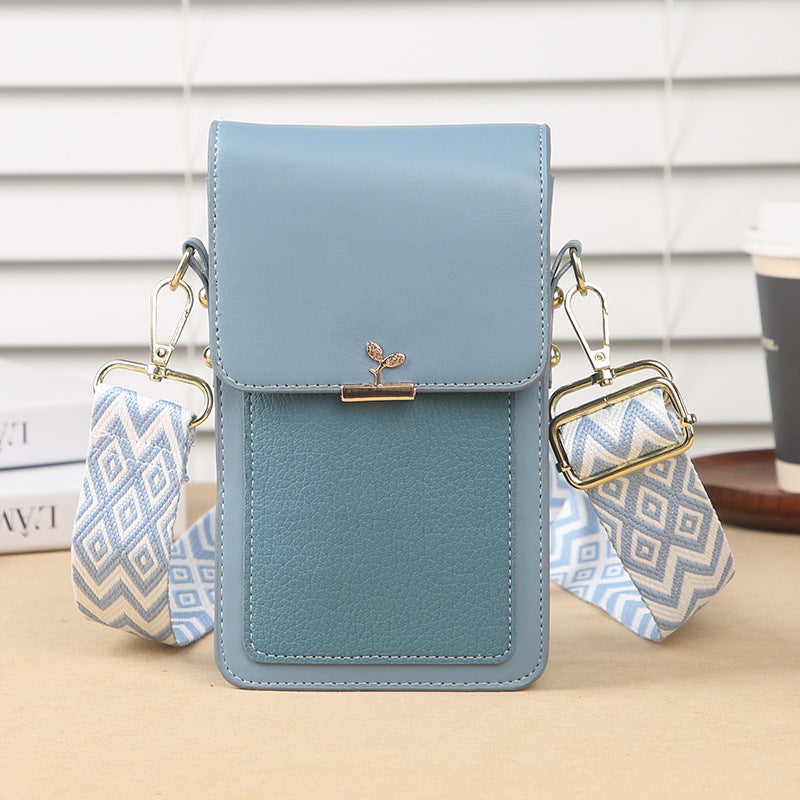 GESSY CROSSBODY FLAP PHONE BAG WITH WAVE PATTERNED STRAP