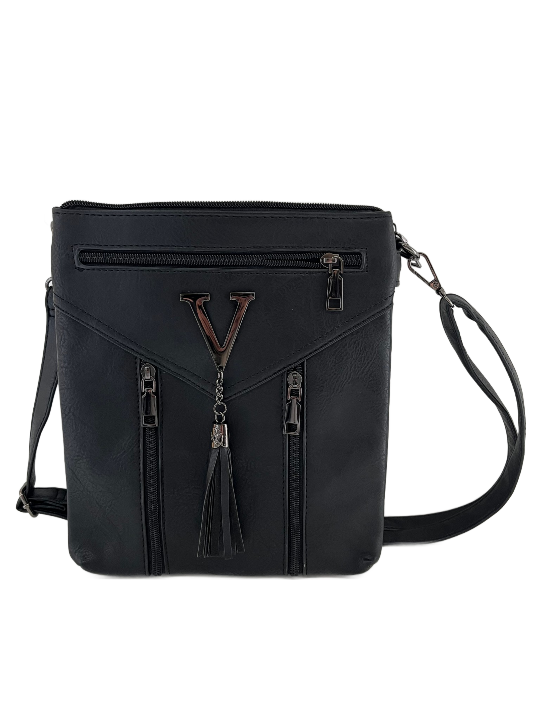 GESSY ZIP HANDBAG WITH TASSEL IN BLACK