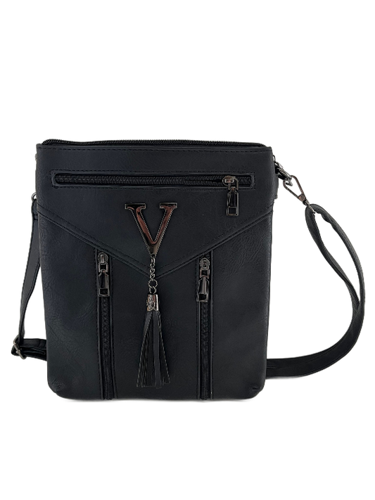 GESSY ZIP HANDBAG WITH TASSEL IN BLACK