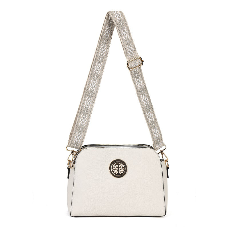 GESSY MULTI-LAYER CROSS BODY BAG WITH PATTERNED STRAP